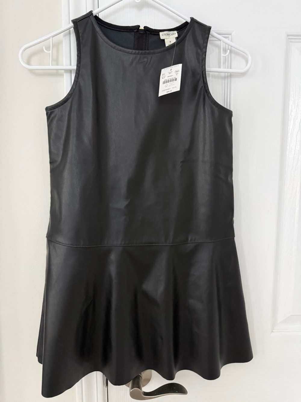 Crewcuts Black Faux Leather Sleeveless Fit-and-Flare Dress